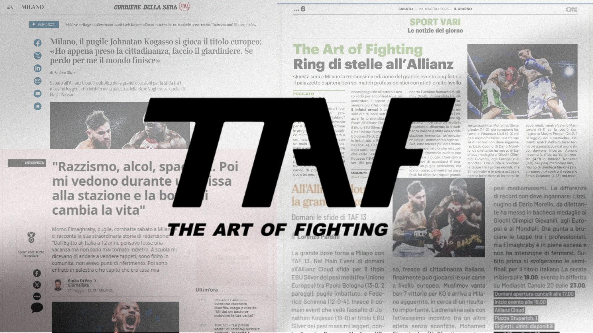 TAF 13 sui principali media e giornali italiani